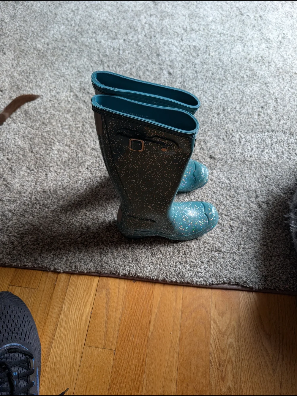 Hunter Kids Teal Glitter Waterproof Rain Boots